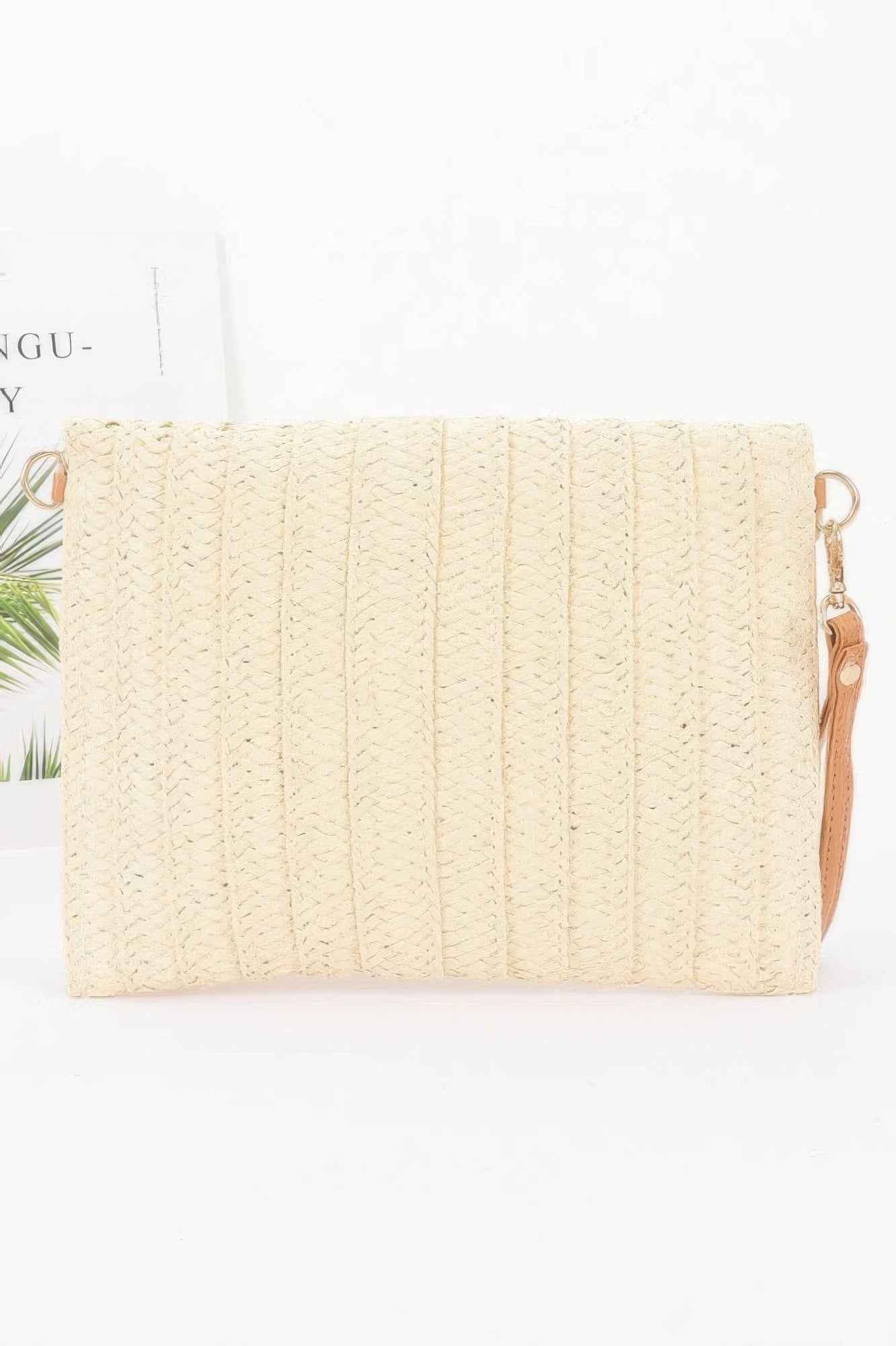 Faux Straw Cherry Clutch