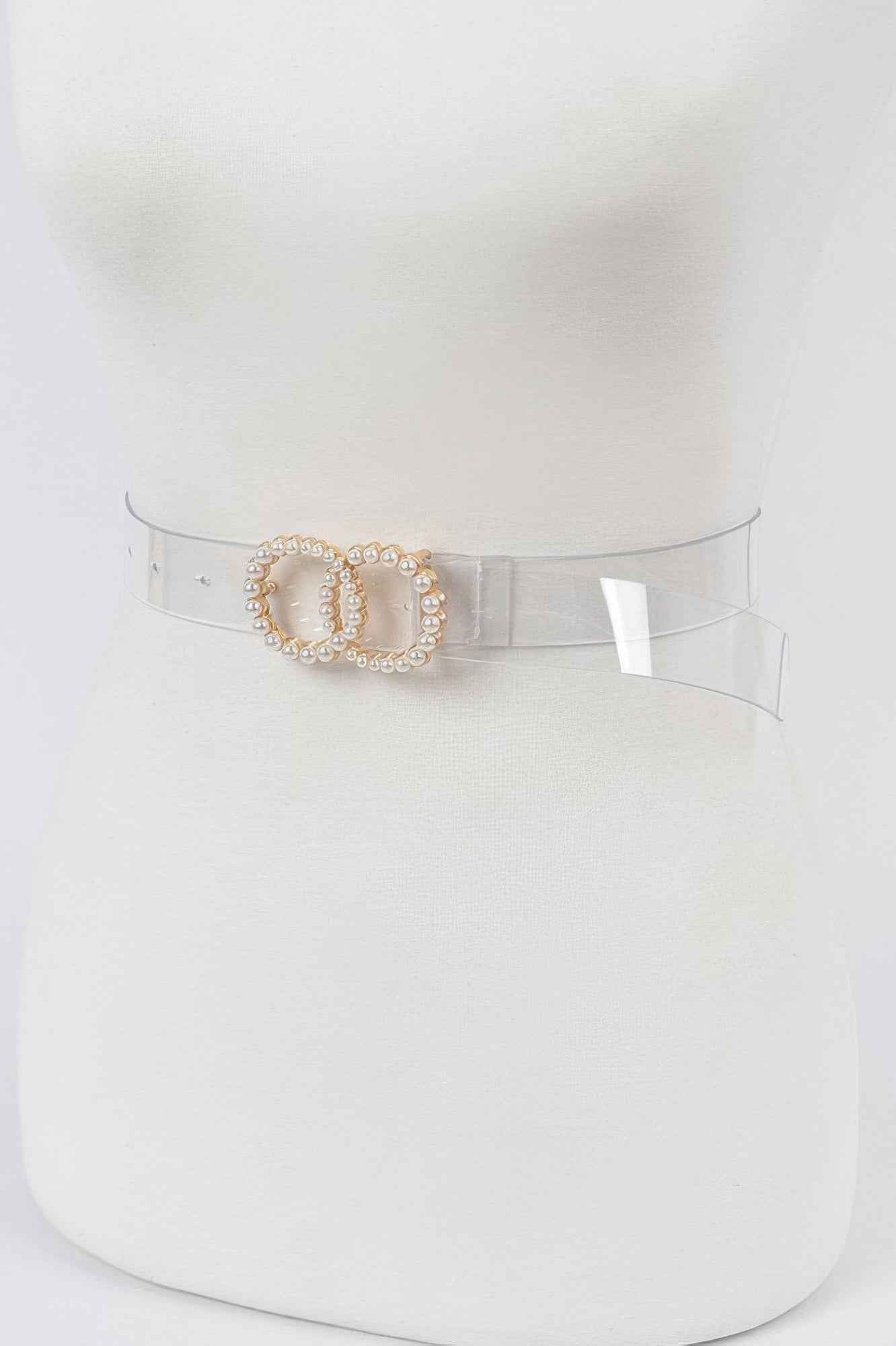 Pearl Buckle Transparent Belt