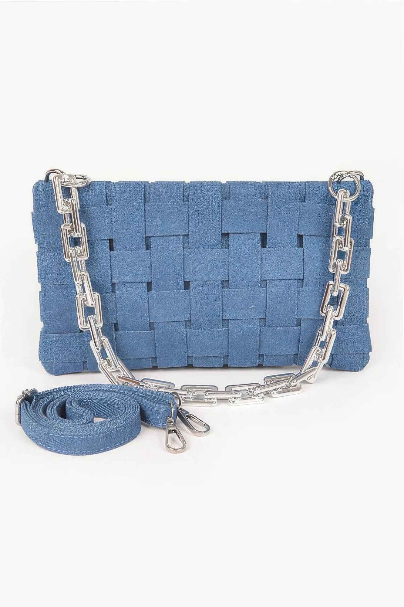 Denim Braided Chain Shoulder Bag