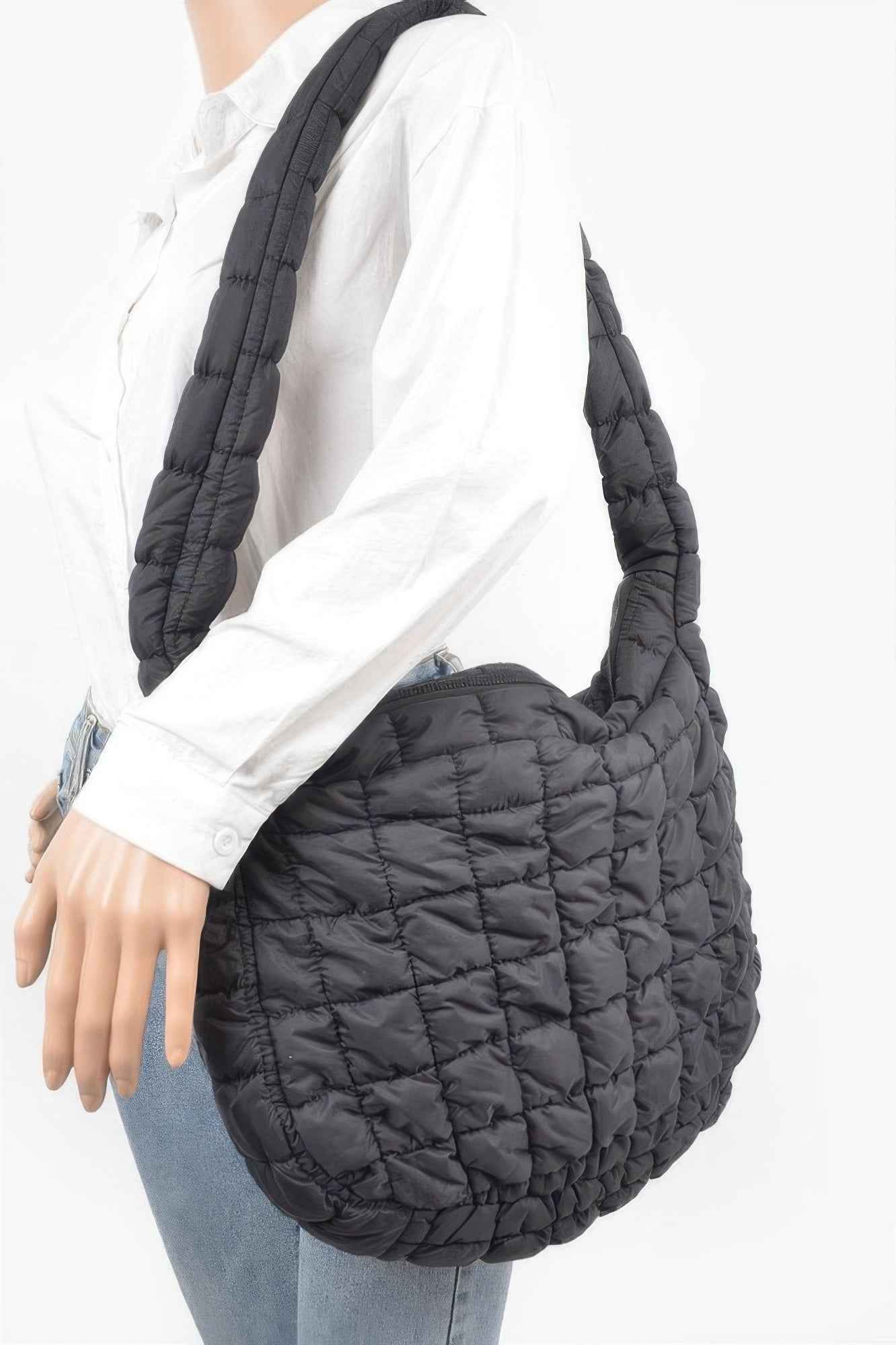 Quilted Nylon Oversize Crossbody Bag