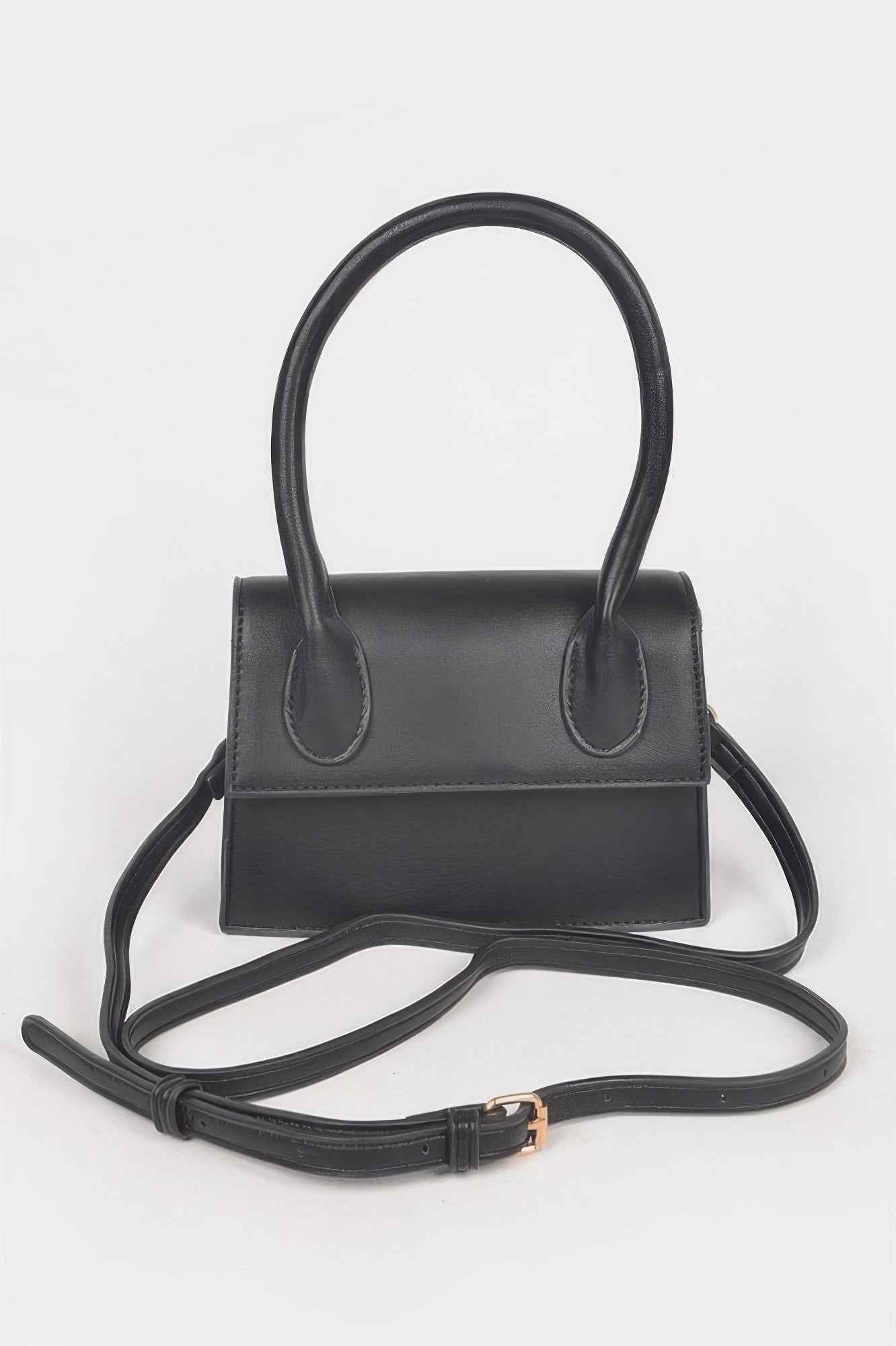 Faux Leather Top Handle Bag