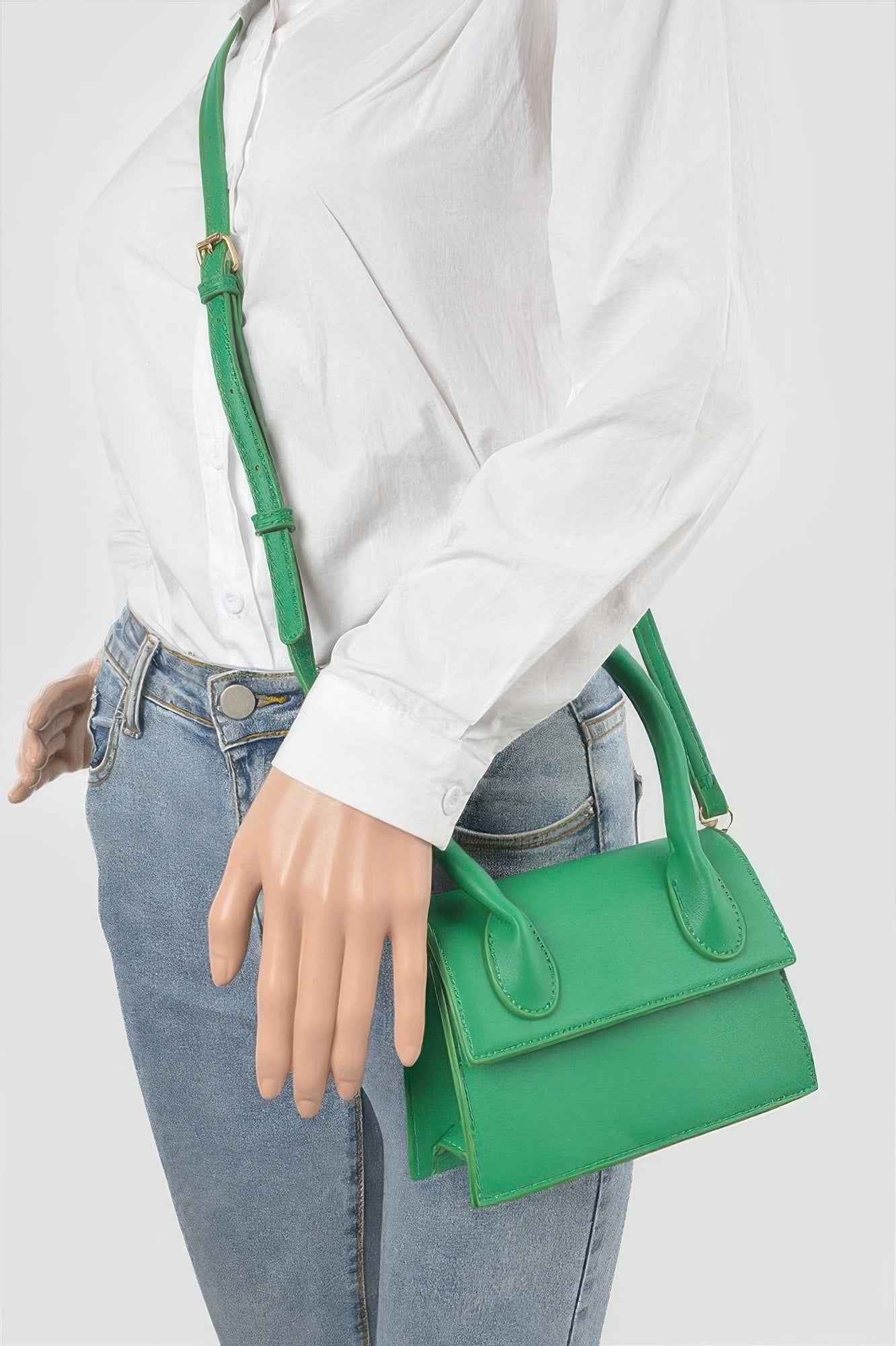 Faux Leather Top Handle Bag