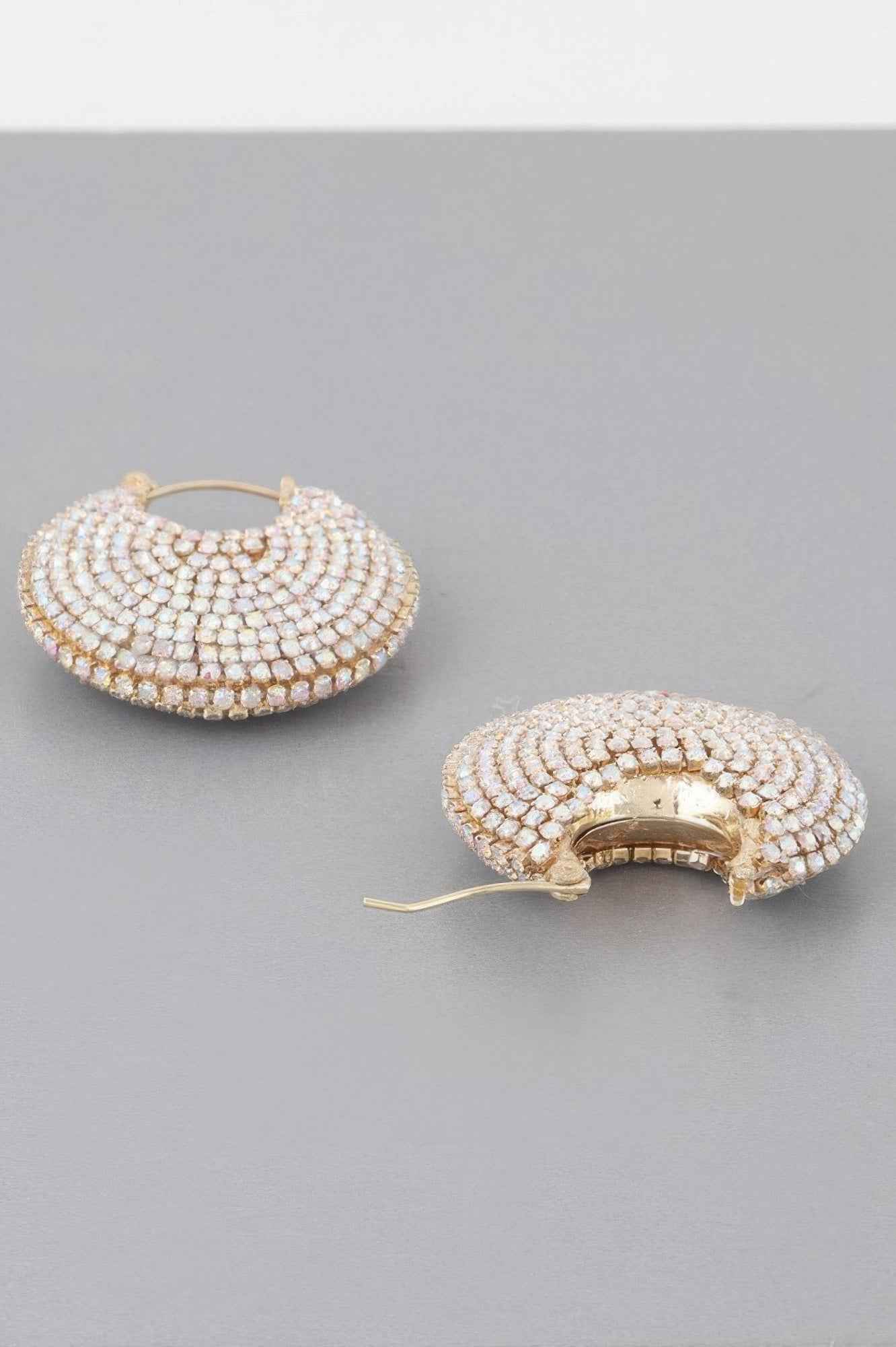 Bedazzled Crescent Hoop Earrings