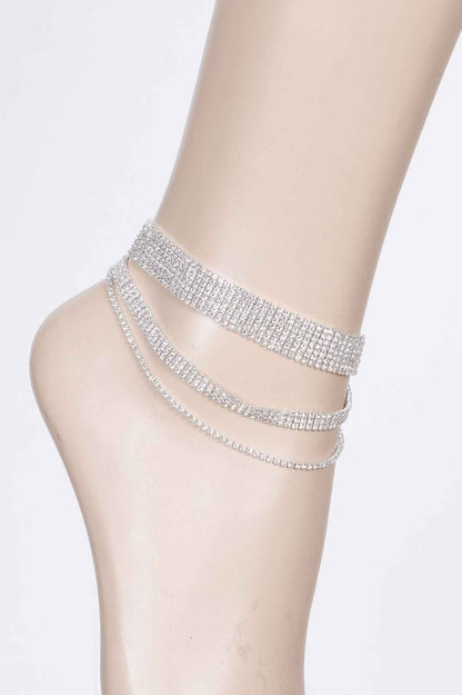 Layered Rhinestone Anklet