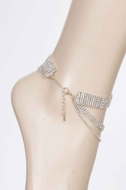 Layered Rhinestone Anklet