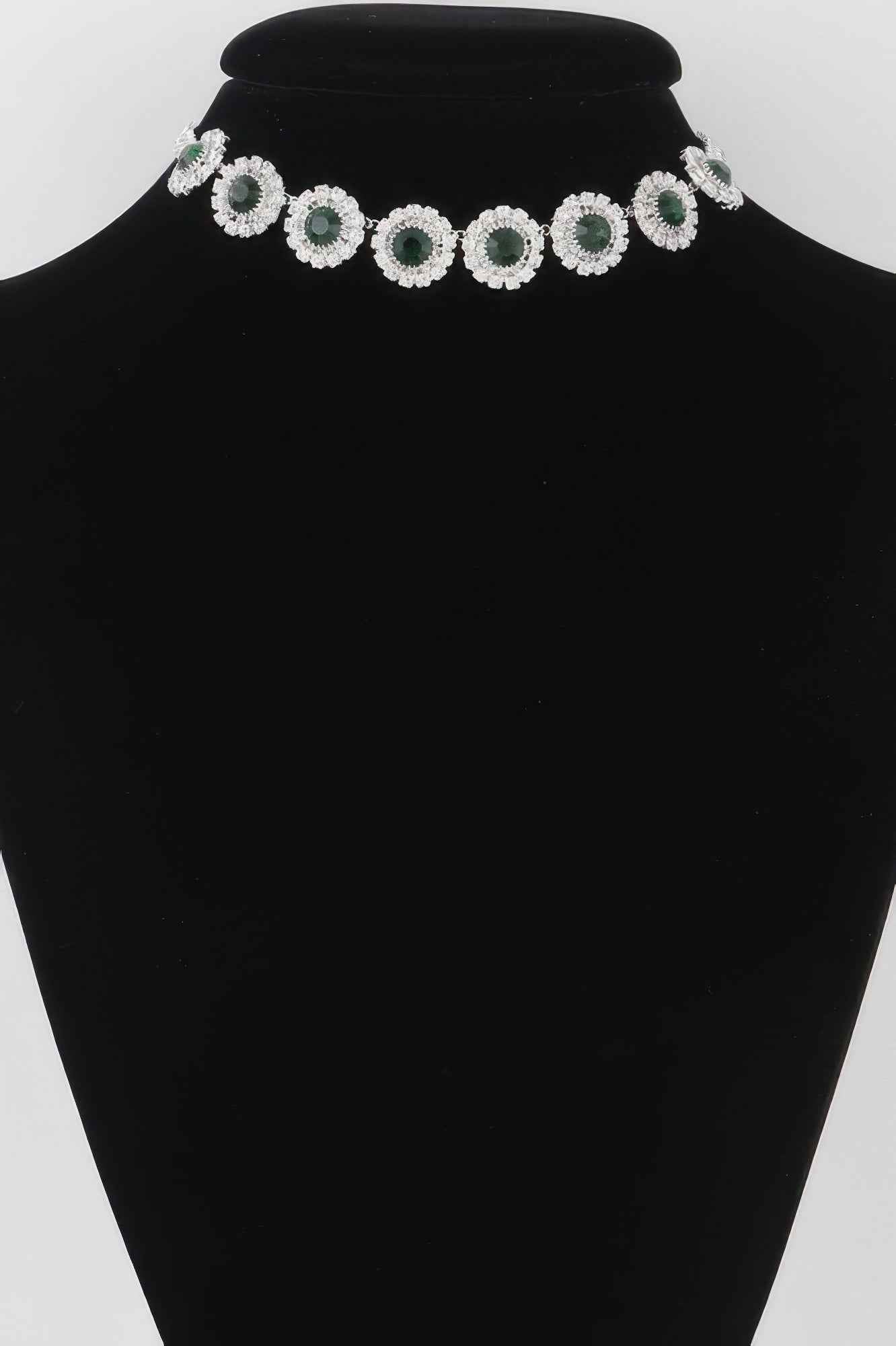 Emerald Green Rhinestone Choker Necklace