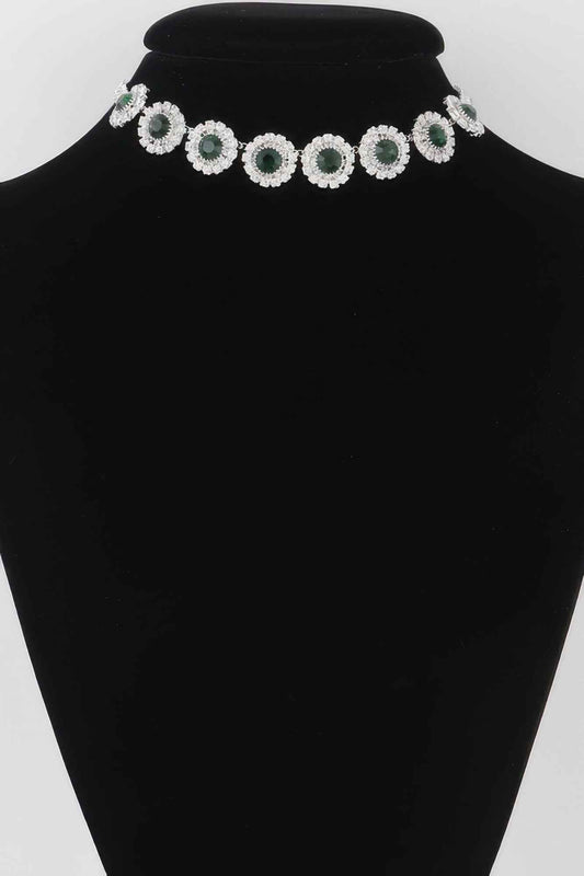 Emerald Green Rhinestone Choker Necklace