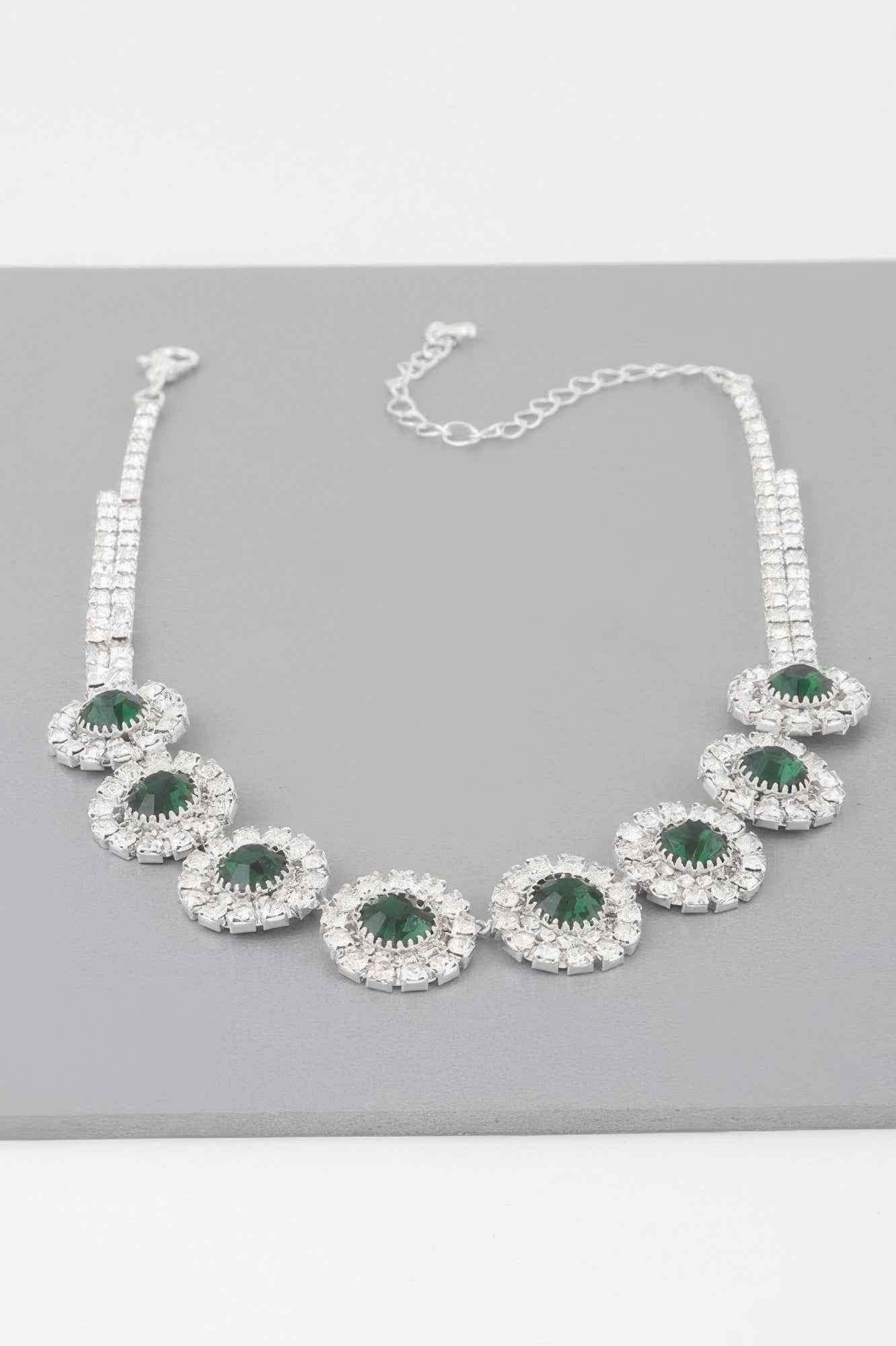 Emerald Green Rhinestone Choker Necklace