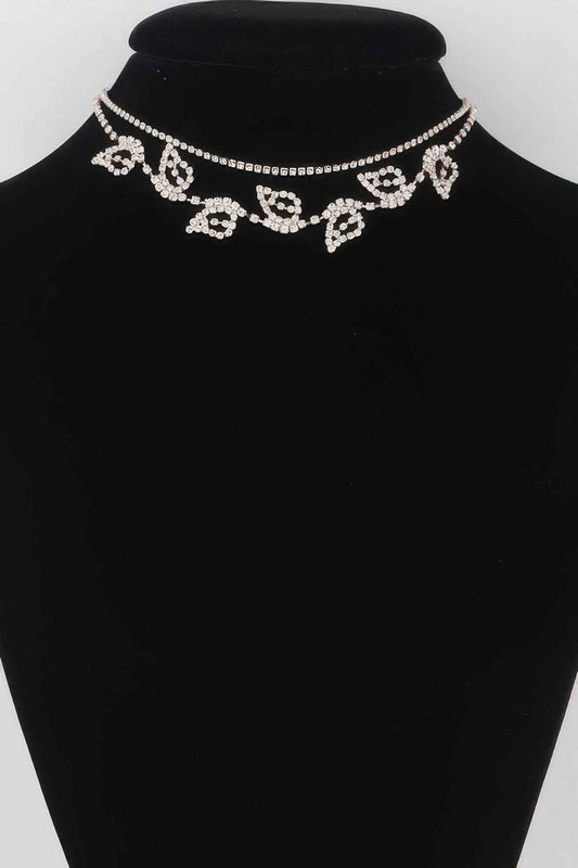 Rhinestone Leafs Choker Necklace