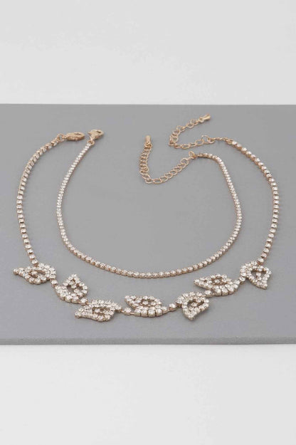 Rhinestone Leafs Choker Necklace