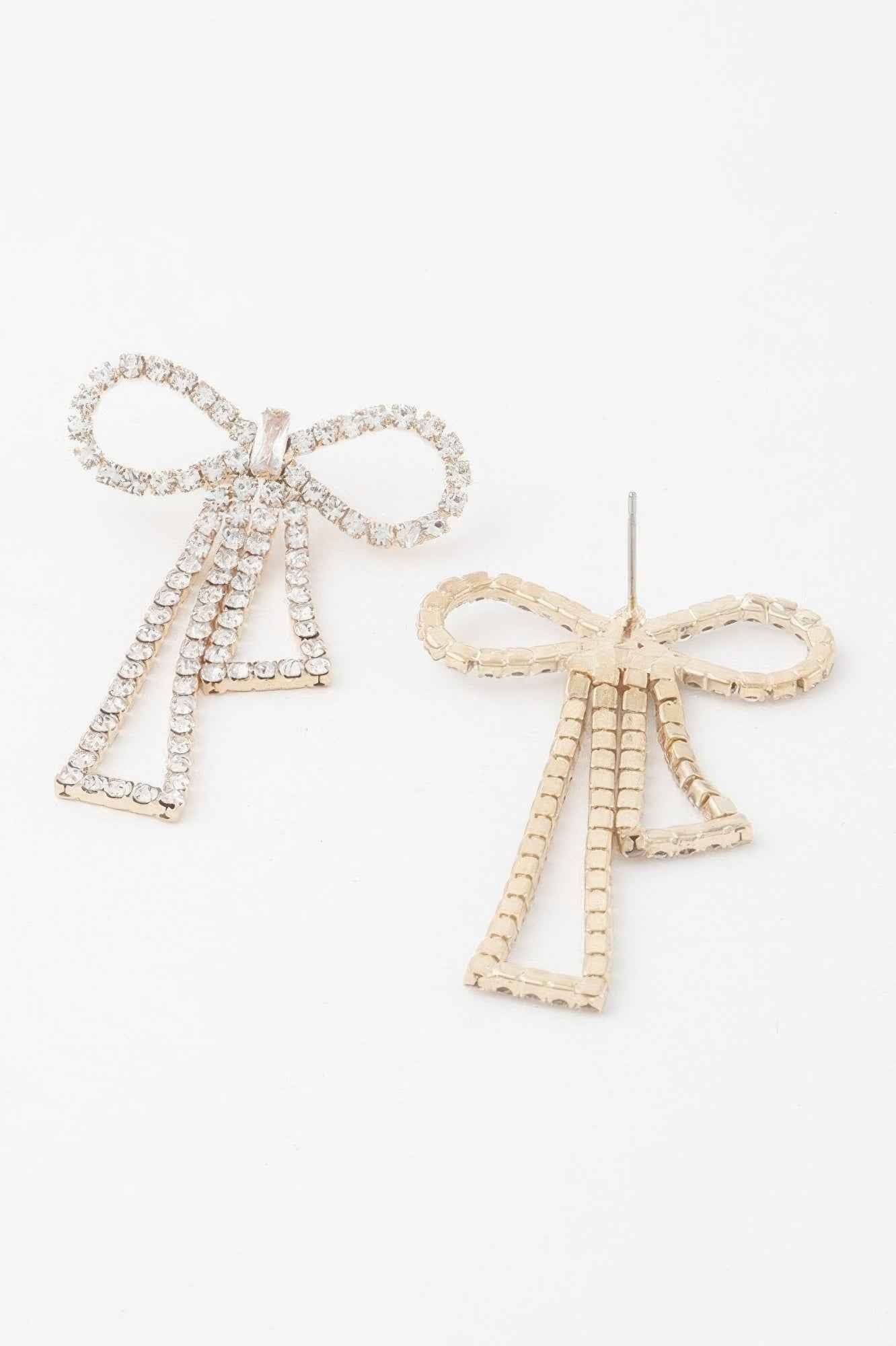 Infinity Bow Rhinestone Earrings