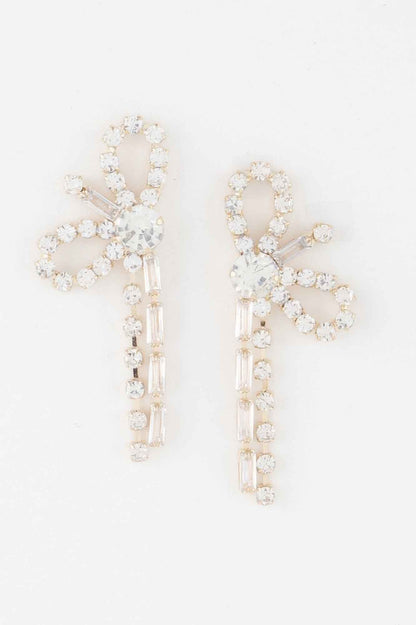 Rhinestone Ribbon Bow Earrings