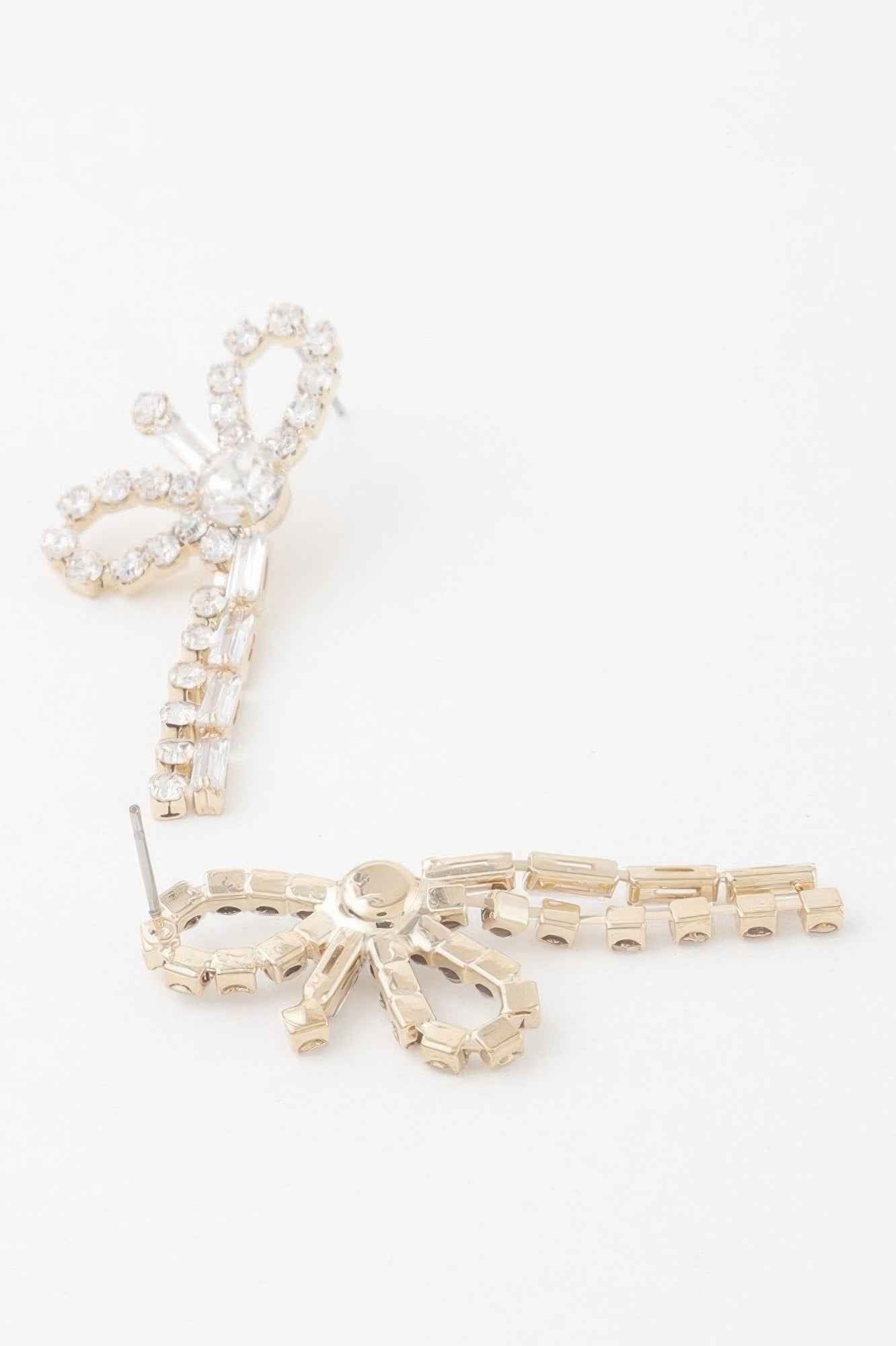 Rhinestone Ribbon Bow Earrings