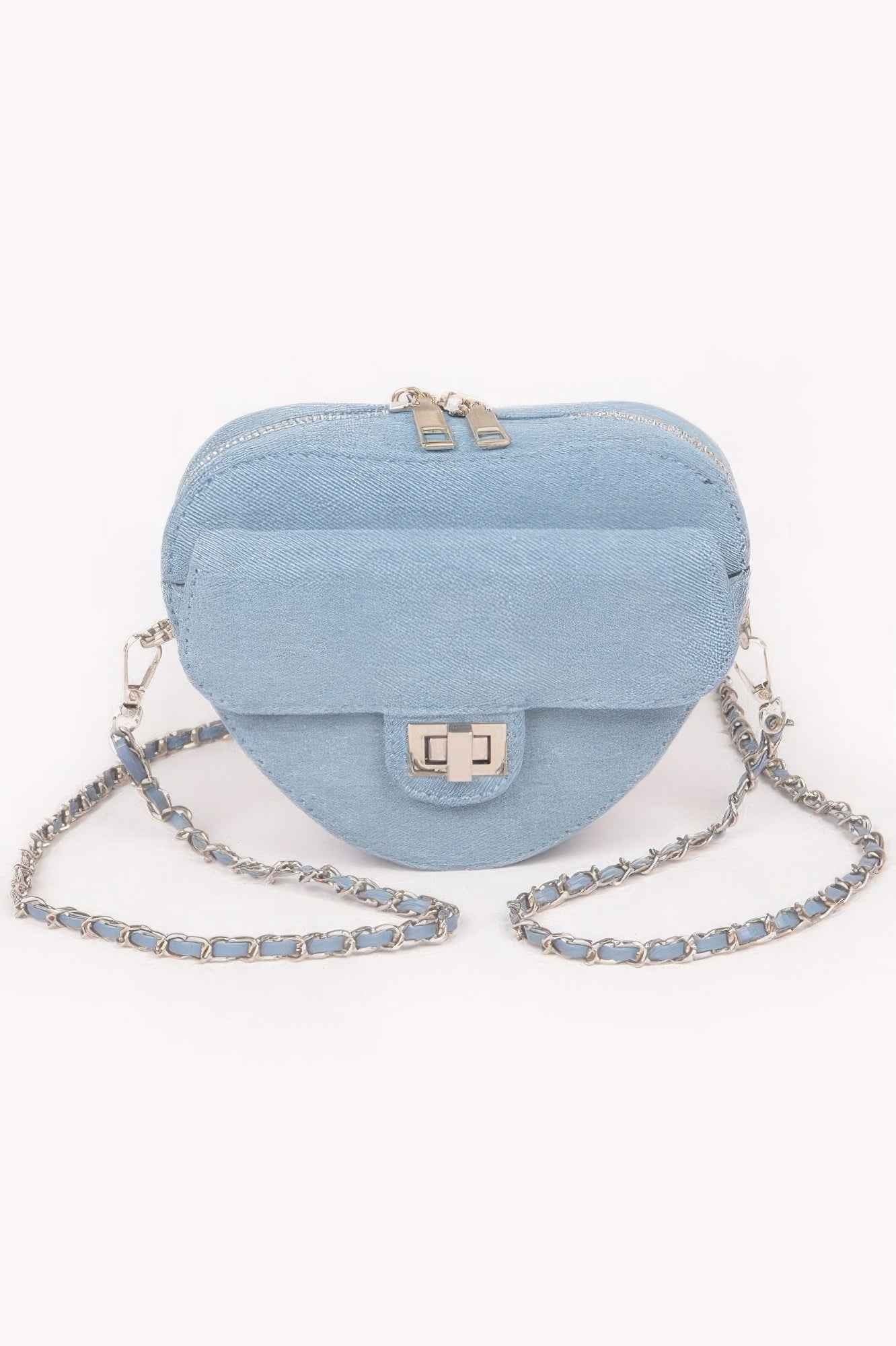 Heart Shape Denim Crossbody Bag