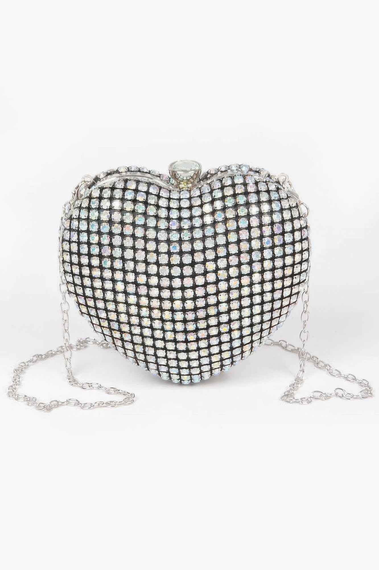 Rhinestone Heart Shape Party Clutch