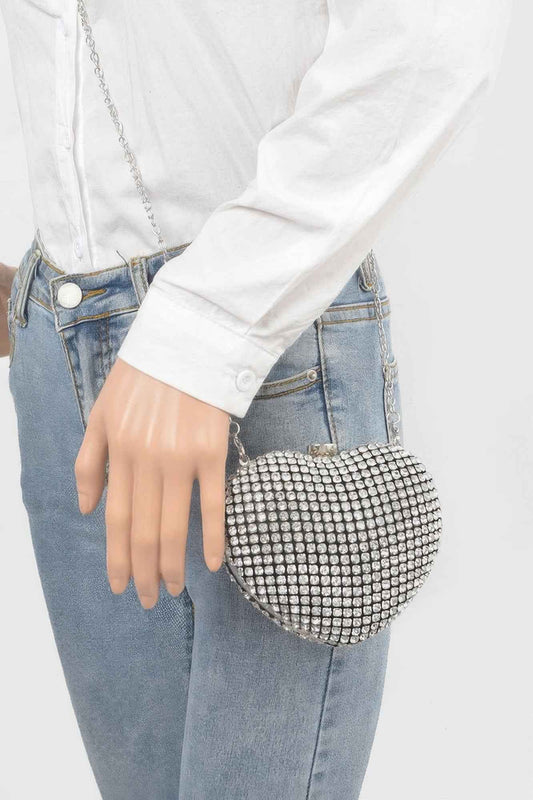 Rhinestone Heart Shape Party Clutch