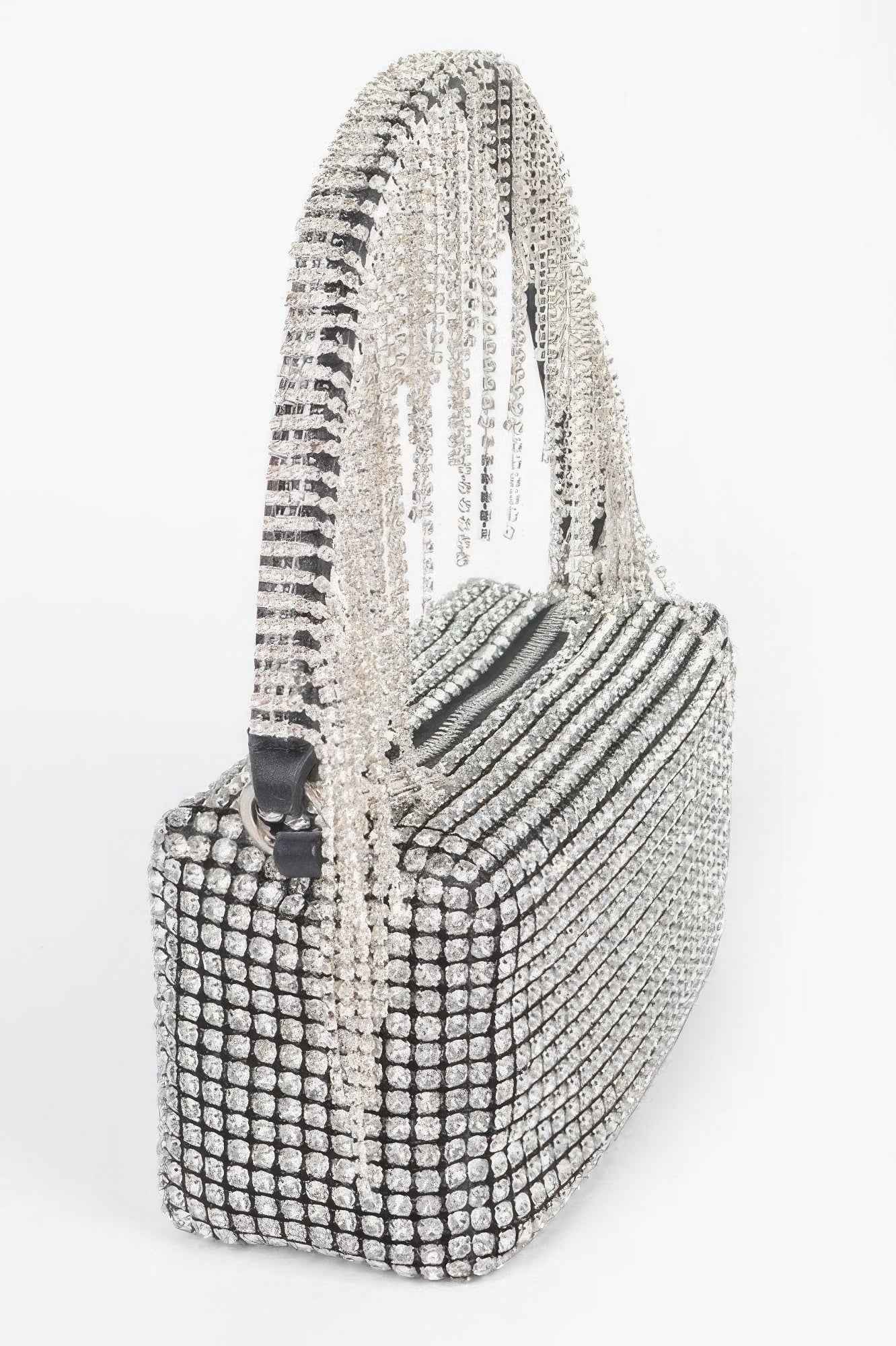 Oversized Rhinestone Fringe Strap Clutch