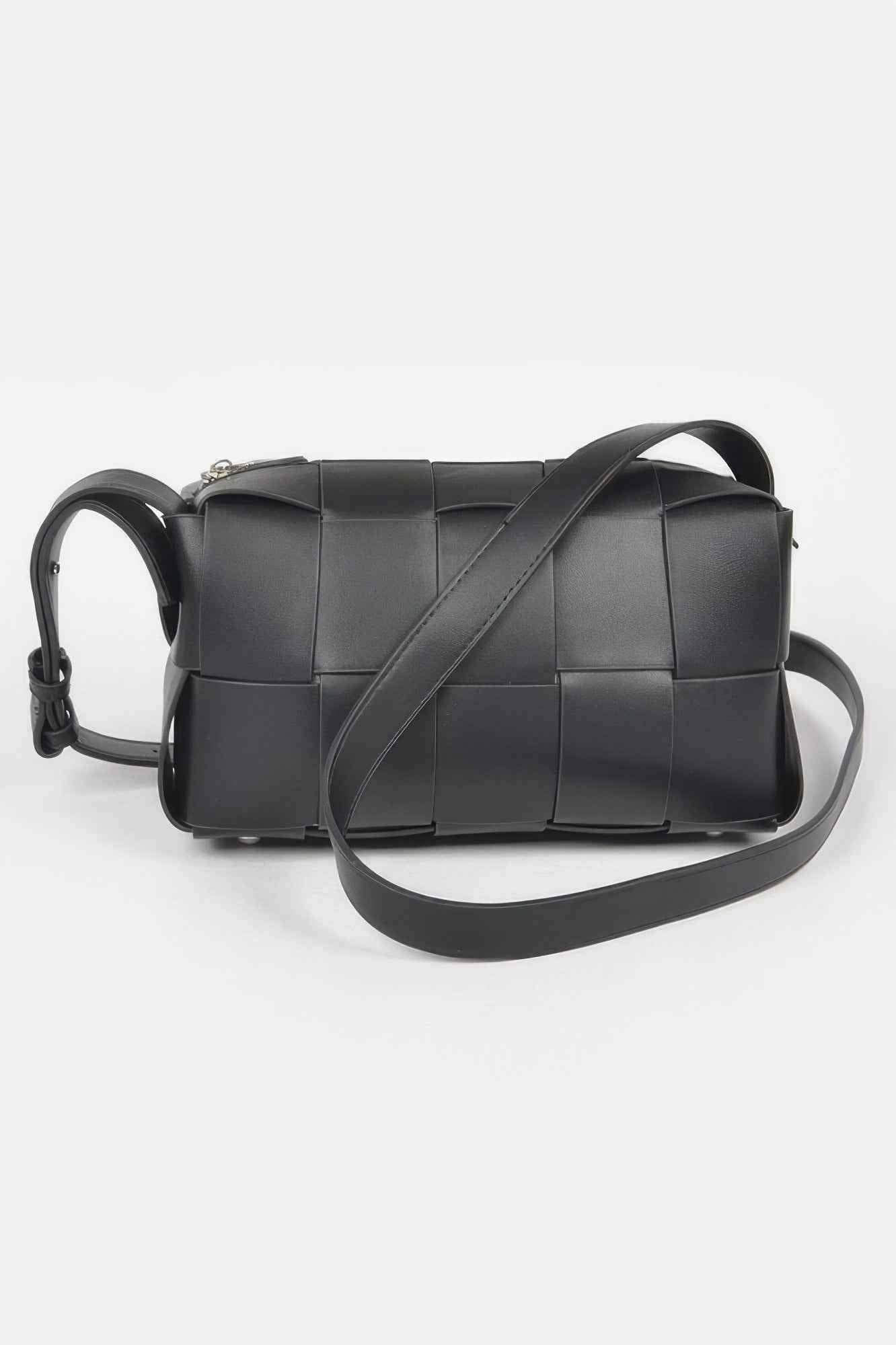 Faux Leather Braided Zip Bag