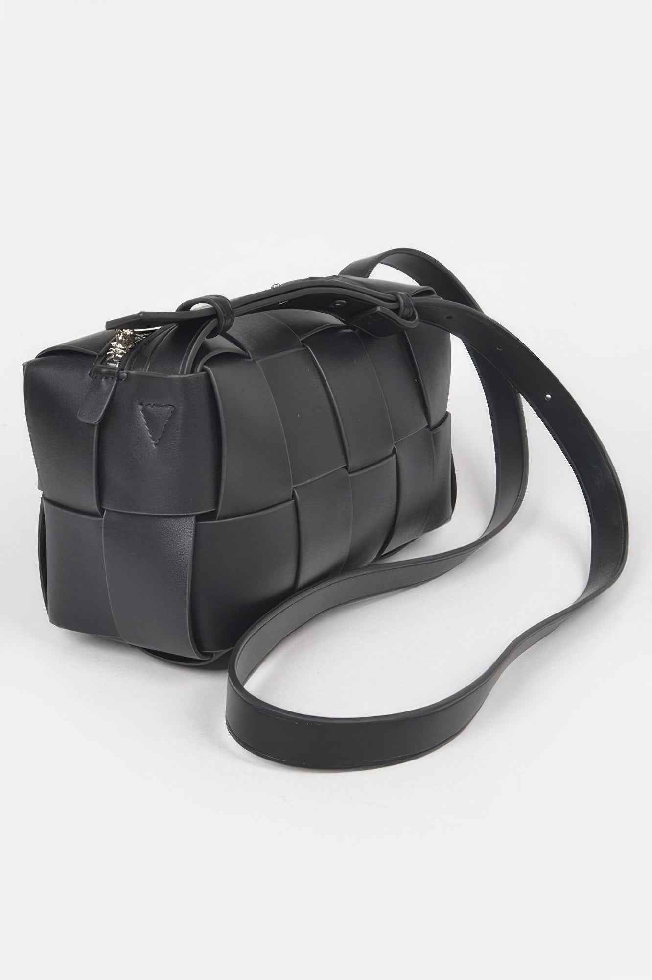 Faux Leather Braided Zip Bag