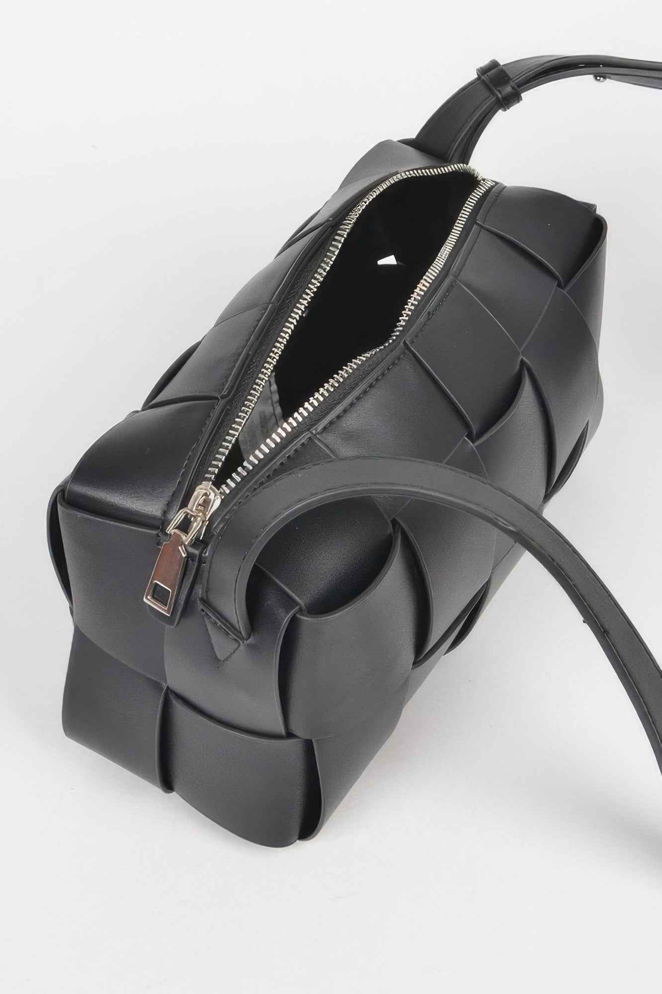 Faux Leather Braided Zip Bag