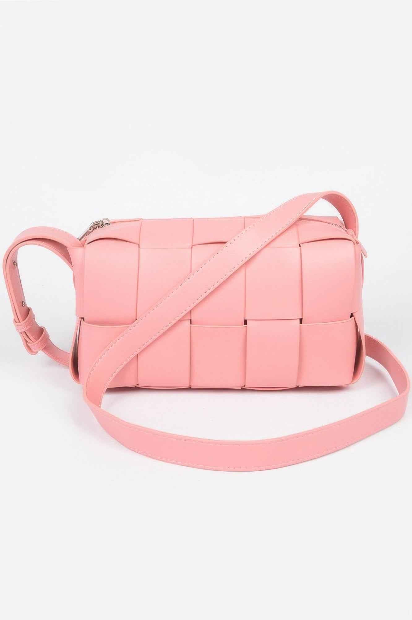 Faux Leather Braided Zip Bag