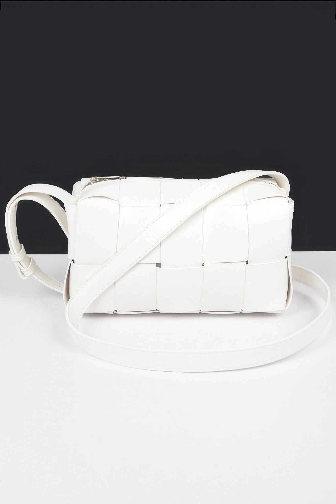 Faux Leather Braided Zip Bag