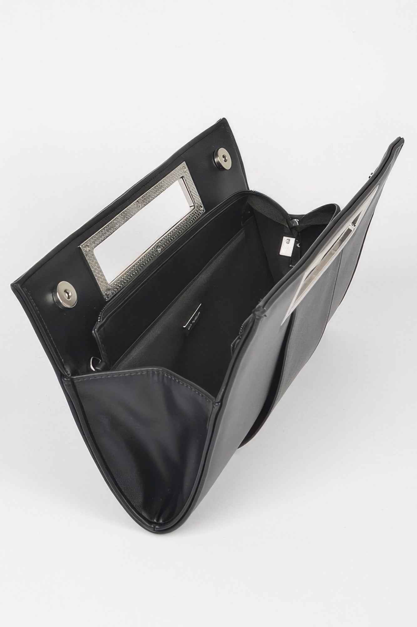 Metallic Faux Leather Handle Clutch