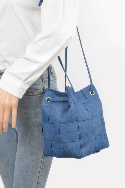 Braided Denim Bucket Bag