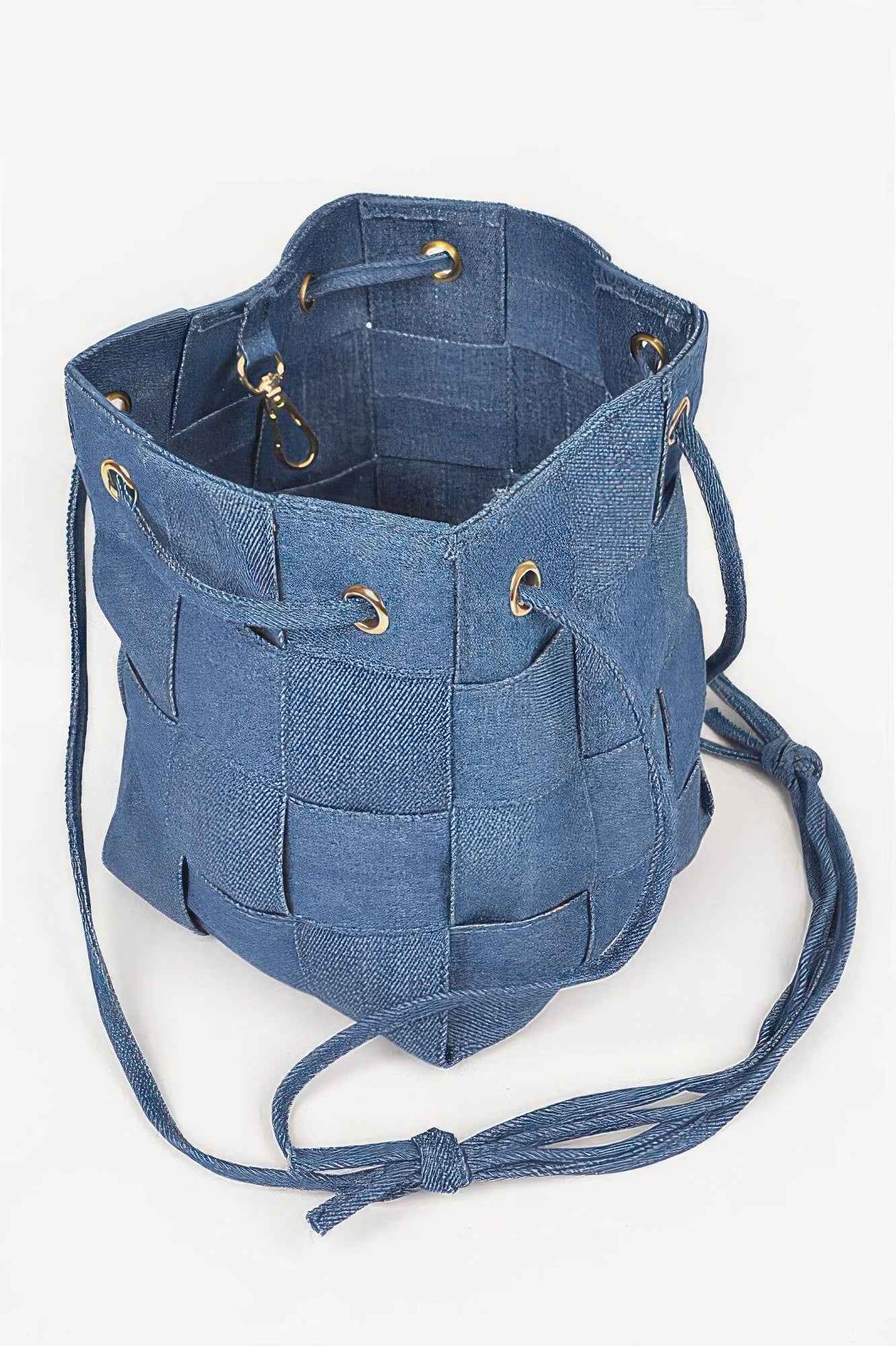 Braided Denim Bucket Bag
