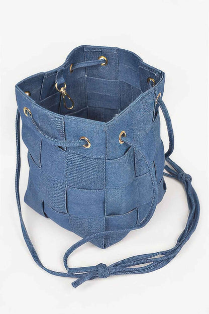 Braided Denim Bucket Bag