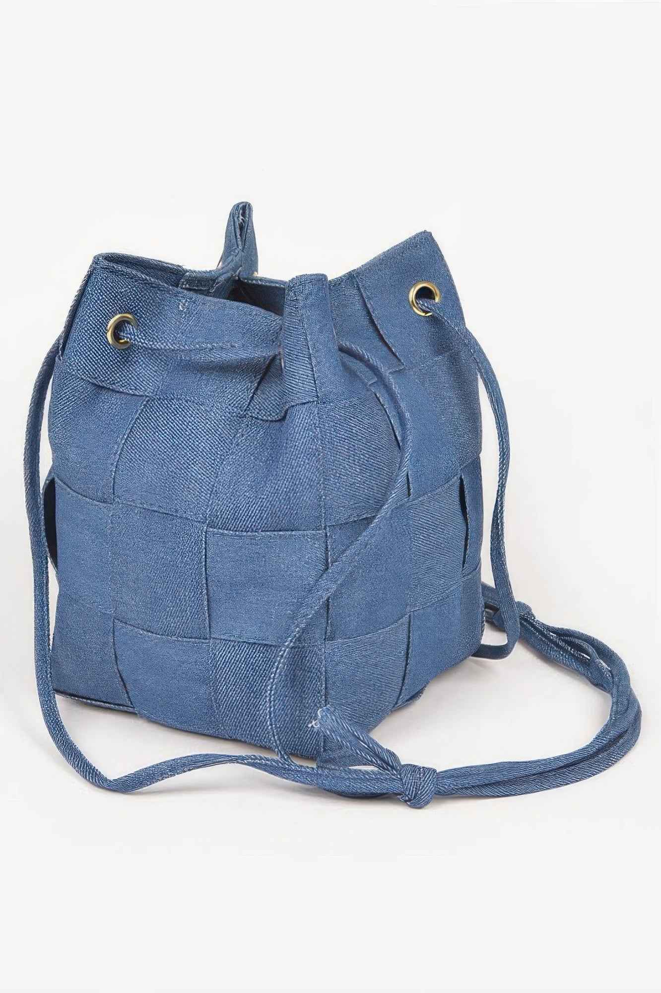 Braided Denim Bucket Bag