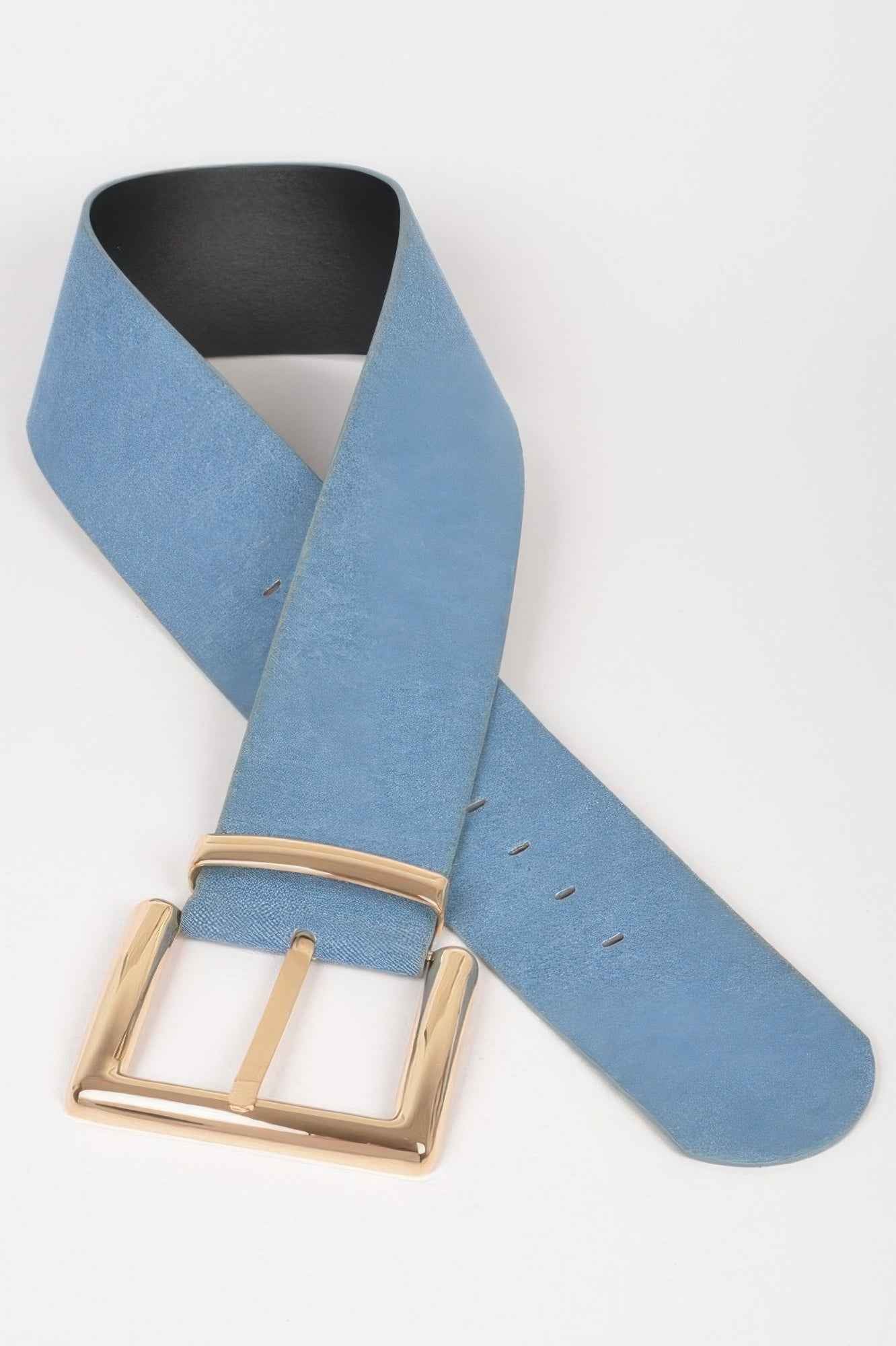 Oversized Metal Buckle Denim Waist Belt