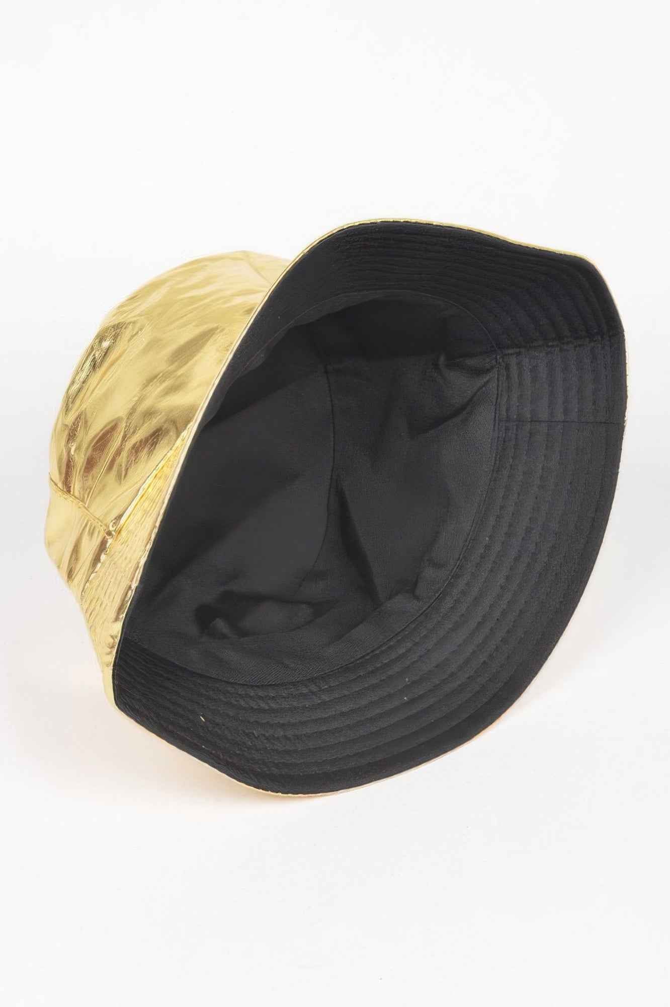 Metallic Faux Leather Bucket Hat