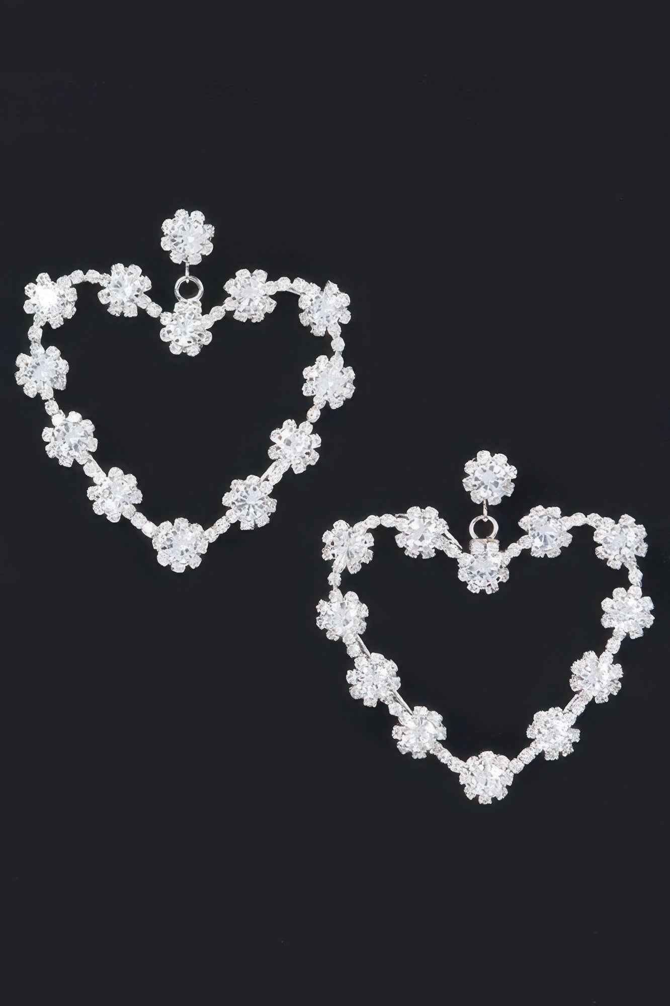 Multi Rhinestone Flower Heart Shape Earring