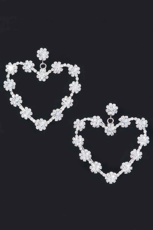 Multi Rhinestone Flower Heart Shape Earring