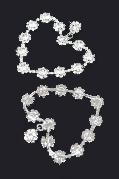 Multi Rhinestone Flower Heart Shape Earring