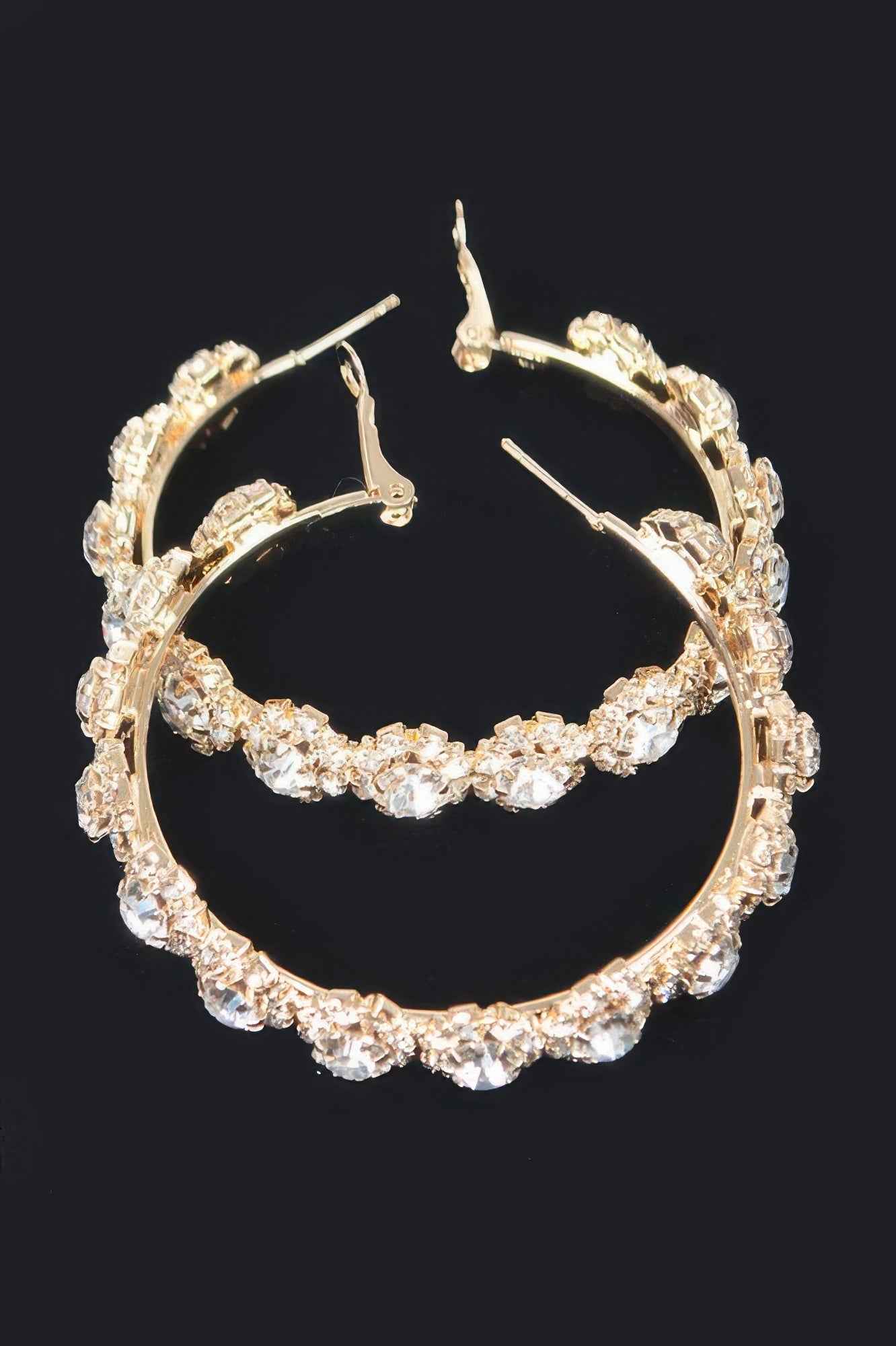 Multi Rhinestone Flower Hoop Earring