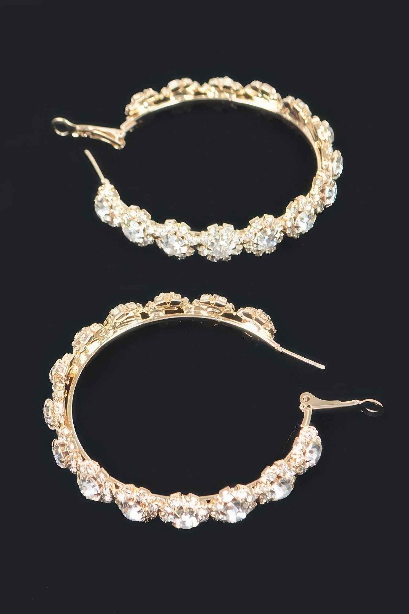 Multi Rhinestone Flower Hoop Earring