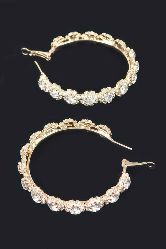 Multi Rhinestone Flower Hoop Earring