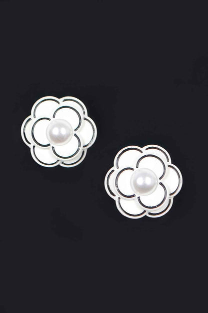 Faux Pearl Acrylic Flower Earring