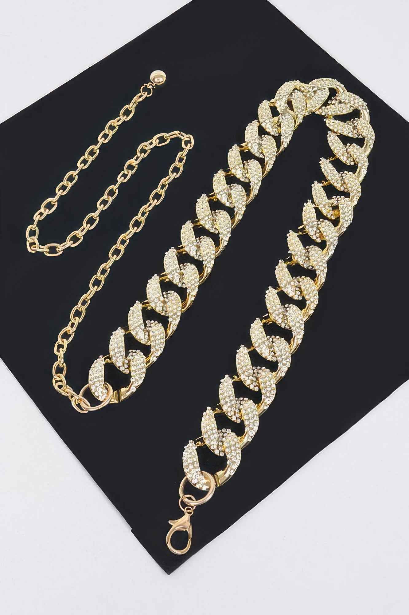 Rhinestone Oversized Chain Belt