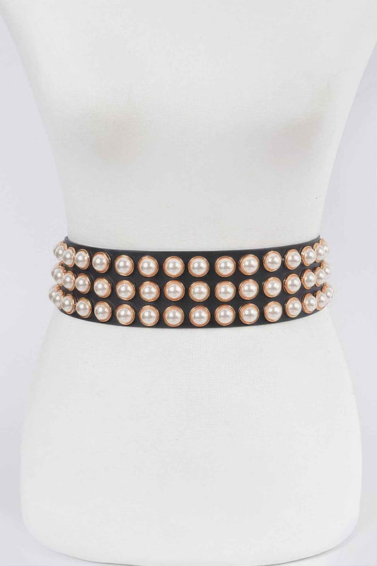 Full Pearl Studded Waist Belt