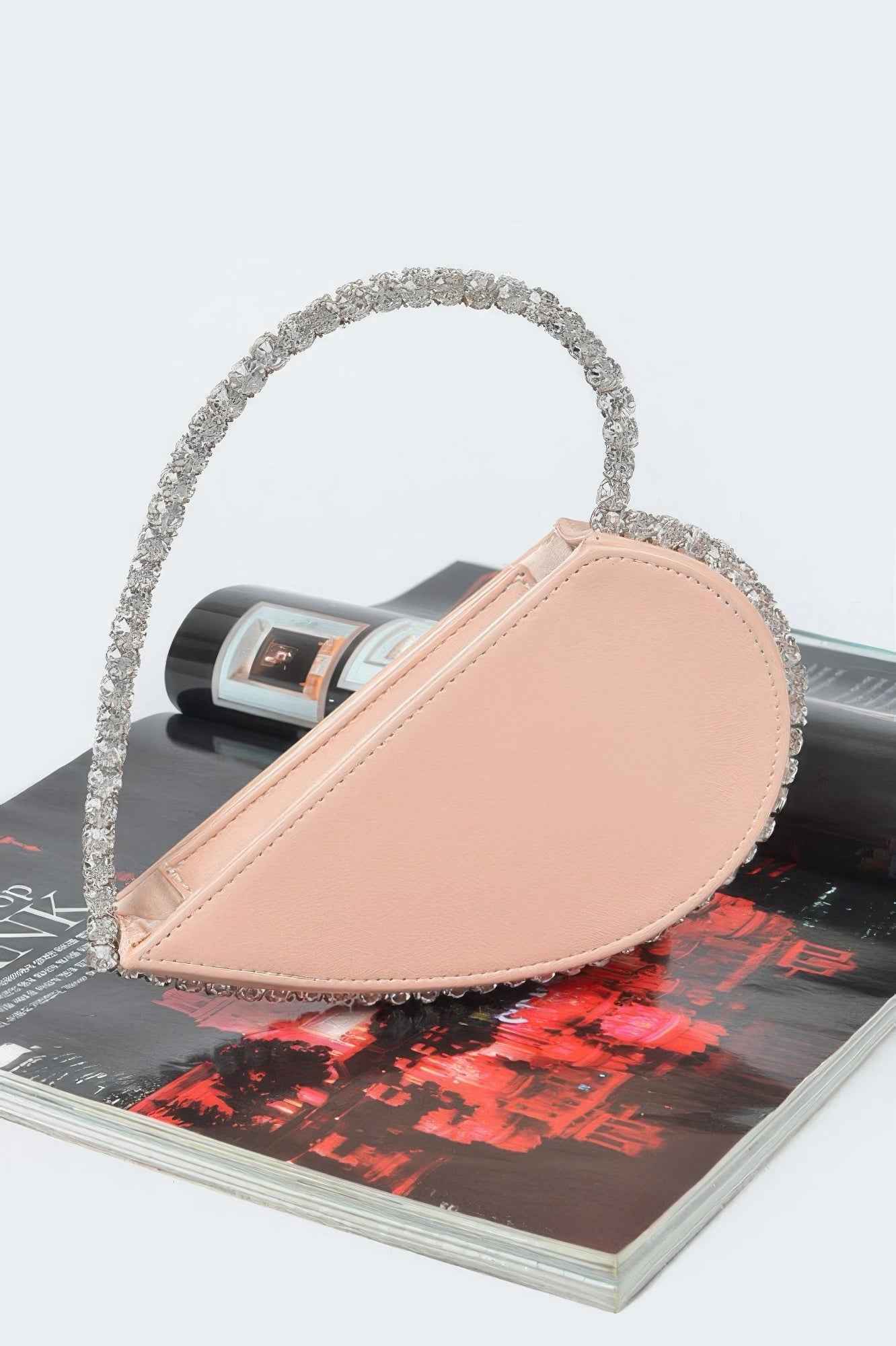 Heart Shape Stone Handle Clutch