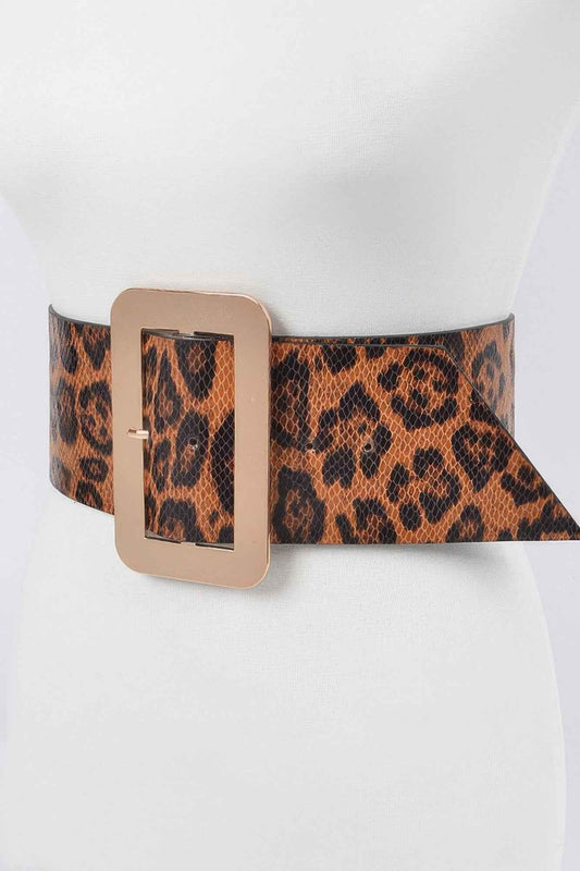 Simple Buckle Faux Leo Plus Size Belt