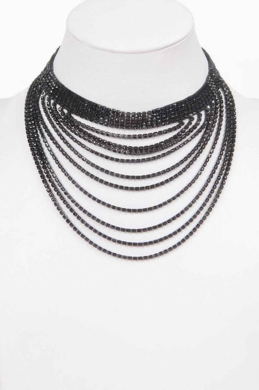 Layered Rhinestone Elegant Necklace