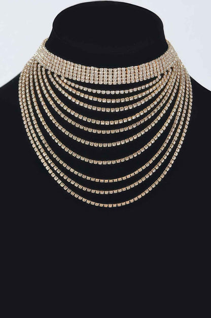 Layered Rhinestone Elegant Necklace