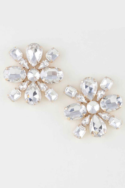 Bejeweled Flower Stud Earrings