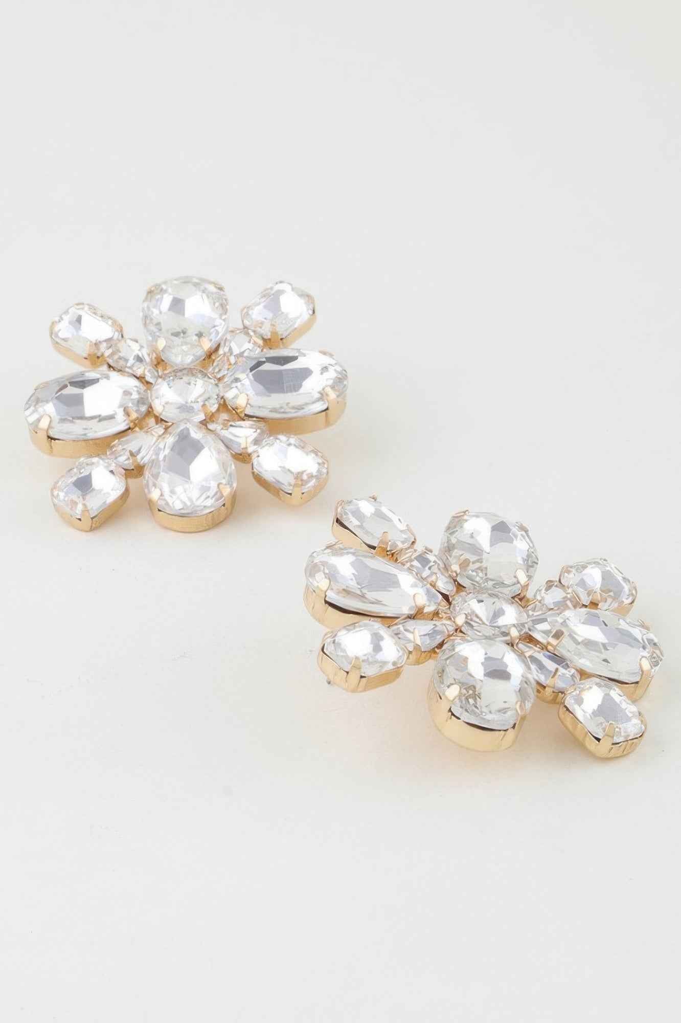 Bejeweled Flower Stud Earrings