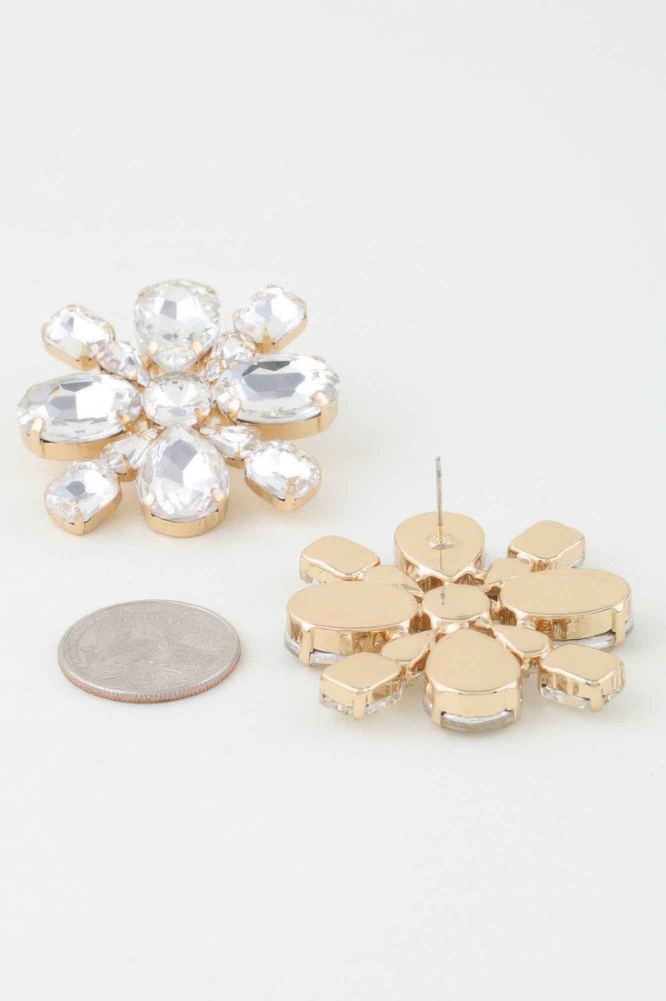 Bejeweled Flower Stud Earrings