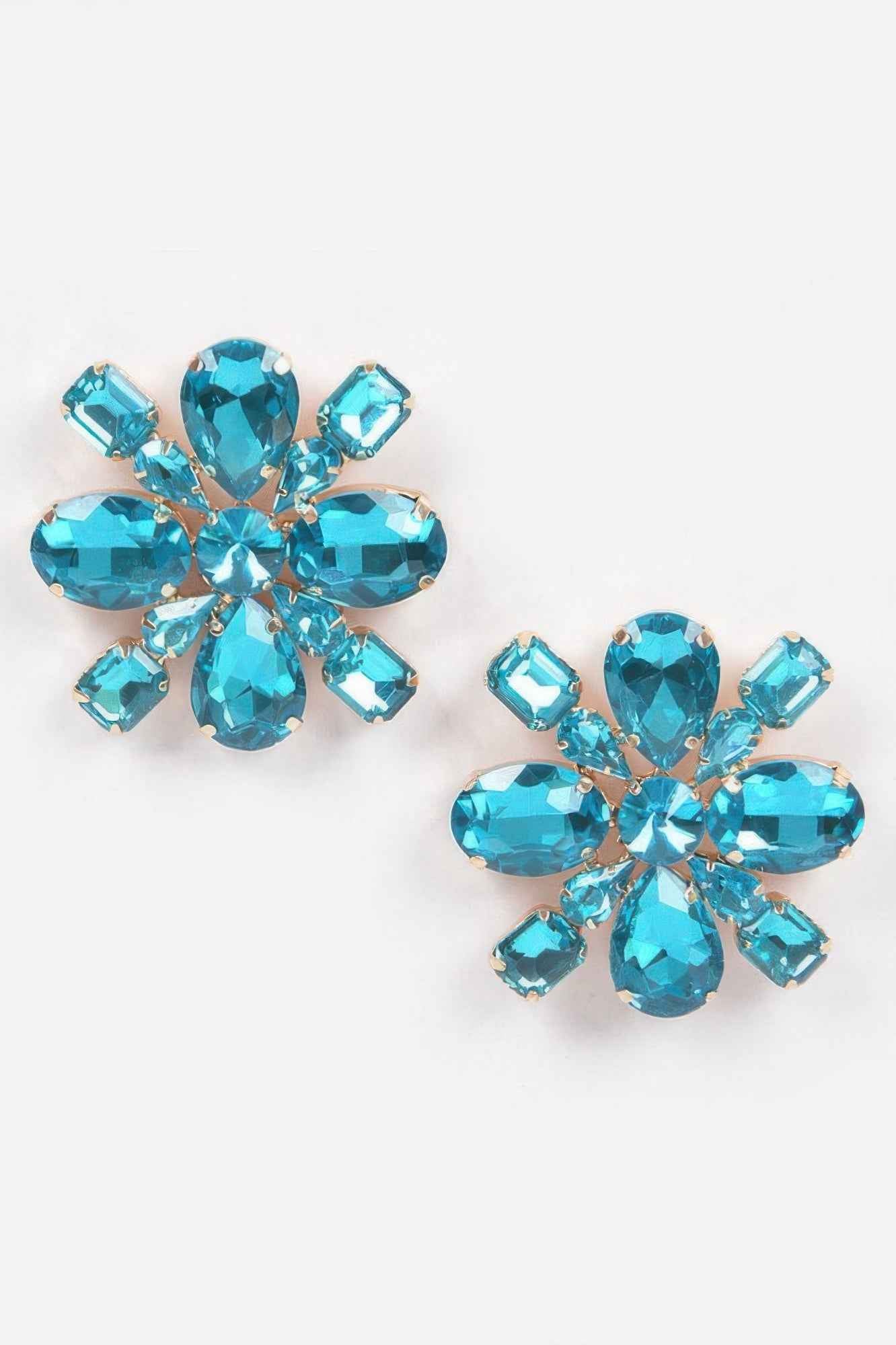 Bejeweled Flower Stud Earrings